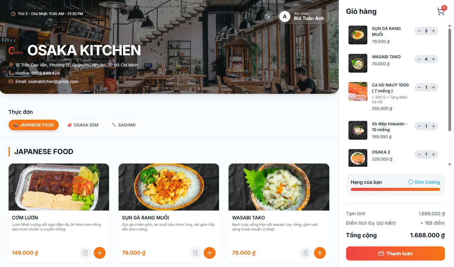Phần mềm đặt món cho nhà hàng cực xịn xò - Dabilux đặt món